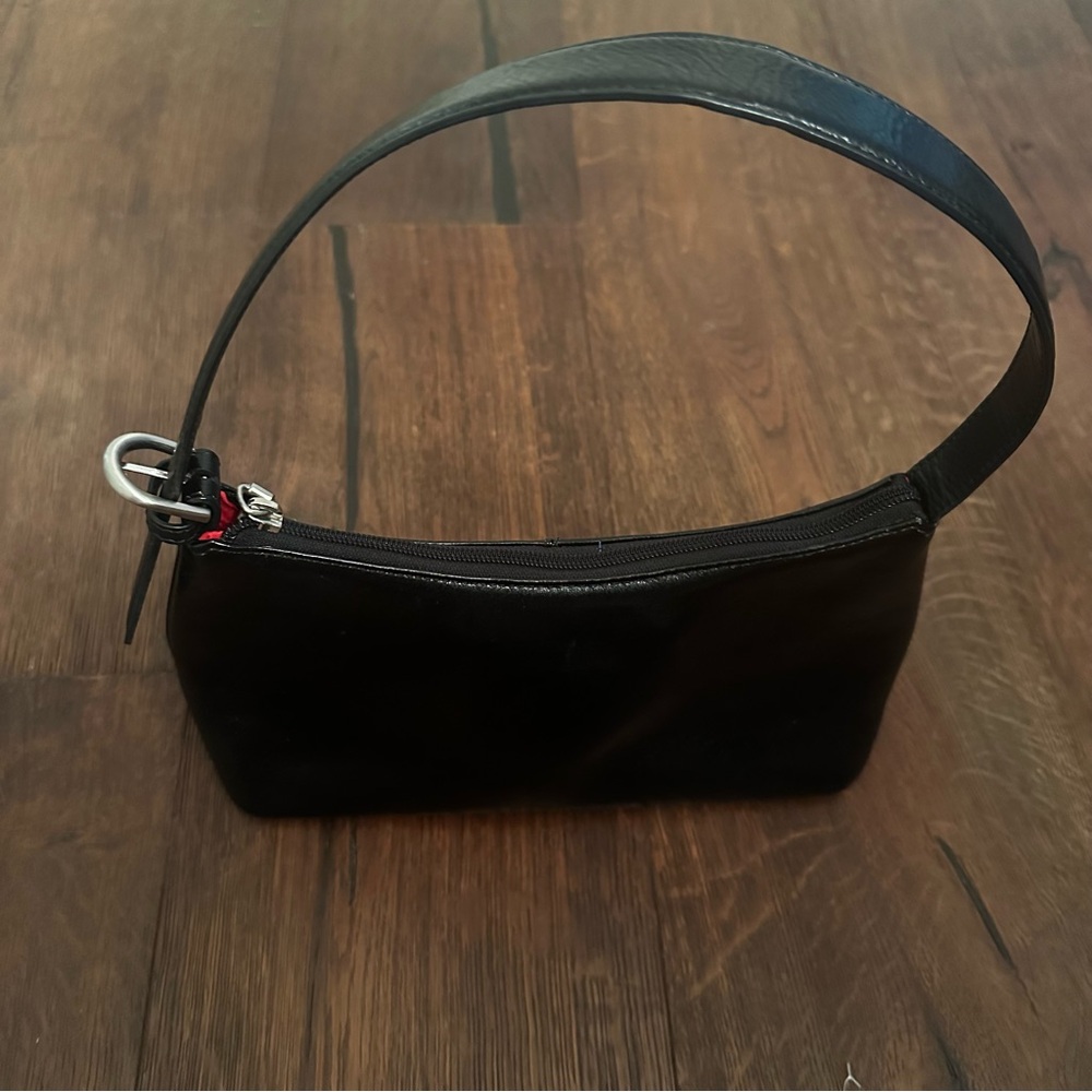 Elegant Black Leather Handbag Vintage Hobo International Y2K - Picture 8 of 14